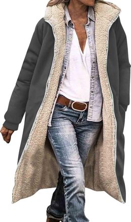 Generic Womens Quilted Jacket Long Winter Coats for Women Uk Waterproof Fleece Faux Fur Lined Quilted Ladies Parka Puffer Jackets Hood Warm Plus Size Hooded T
