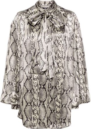Balmain snakeskin-print silk blouse - women - Silk - 36 - Grey