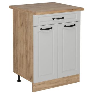 Vicco Mueble Bajo De Cocina R-line, Blanco Casa De Campo, 60 Cm Con Caj&oacute;n, Et Roble