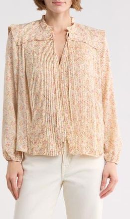 Maje Lipletto Long Sleeve Top in Imprime Fleurs Ecru/Fuchsia at Nordstrom Rack, Size 1 (Fits Like 2-4 Us) / 36 Eu