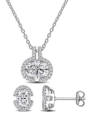 Delmar Oval-Cut White Moissanite Earrings & Necklace Set in Silver at Nordstrom Rack