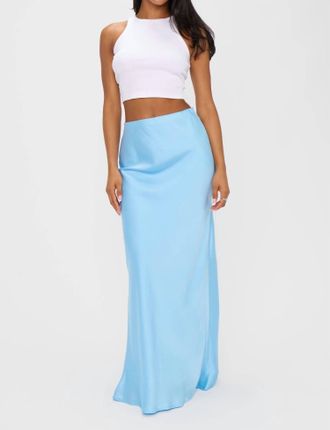 Show me your Mumu Satin Slip Maxi Skirt In Baby Blue Luxe