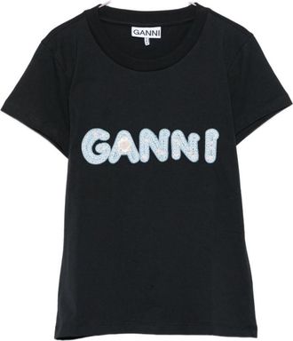 Ganni Black Logo cotton t-shirt