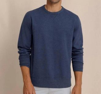 Southern Tide Lowland Luxe Textured Crew Top In Dark Navy