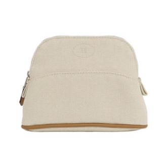 Herm&egrave;s Beige Ivory Canvas Pouch (Pre-Owned)