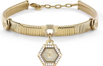 Philipp Plein $nake Hexagon Crystal Necklace Watch