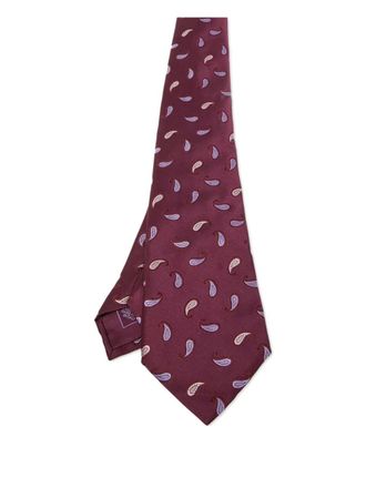 Brioni pre-owned paisley-embroidered tie - men - Silk - One Size