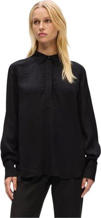 Karl Lagerfeld Overhemden, Dames, Zwart, M, Jacquard Blouse