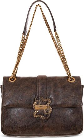 Just Cavalli Schoudertas met slangengesp en kettingdetail - Bruin