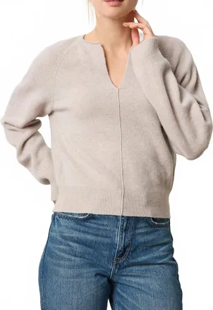 Lilla P Split Neck Raglan Pullover Sweater In Quartz