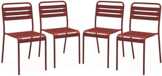 Sweeek Set of 4 stackable steel garden chairs Sienna earth 44x52x79 cm - Amelia