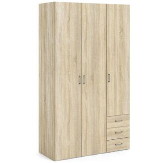 Dmora Guardaroba 3 ante Suzette, Mobile camera da letto, Cabina armadio portabiti, Armadio appendiabiti, 116x50 h200 cm, Quercia