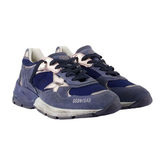 Golden Goose Womens Running Dad Sneakers - Golden Goose Deluxe Brand Leather Blue Calfskin Shoes