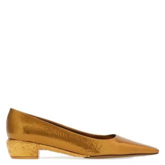 Ferragamo Riace Laminated Leather Pumps, Size 6.5 D