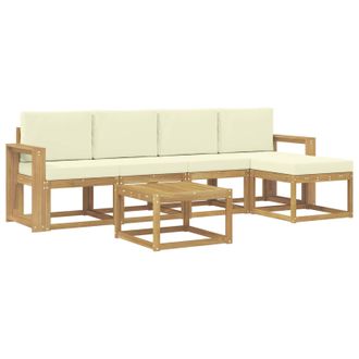 vidaXL Conjunto De Sof&aacute;s De Exterior Con Coj&iacute;n 6 Pcs Blanco Y Crema Vidaxl