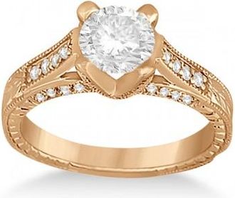 Allurez Antique Style Diamond Engagement Ring Setting 14k Rose Gold (0.40ct)