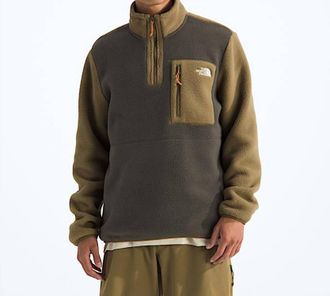 The North Face Yumiori 1/4 Zip Sweatshirt In Taupe Green/woodland Green