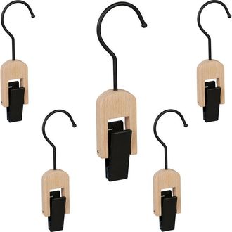 Relaxdays Ganci Appendi Cappelli Set da 30, Gommati, Mollette Appendiabiti, per Foulard e Cappelli, Nero-Naturale - Relaxdays