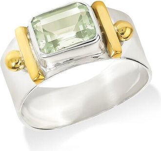 Tiramisu Silver 2.40 Ct. Tw. Green Amethyst Solitaire Ring