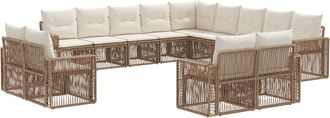 vidaXL Conjunto De Sof&aacute;s De Jard&iacute;n 13 Uds. Beige Y Blanco Crema Vidaxl