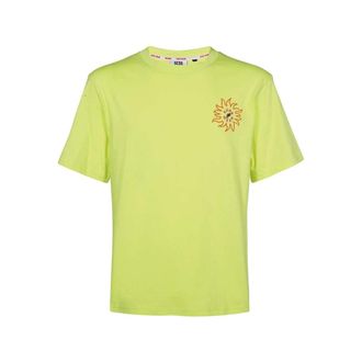 GCDS T-Shirts, male, Green, S, Embroidered Cotton T-shirt with Maxi Print