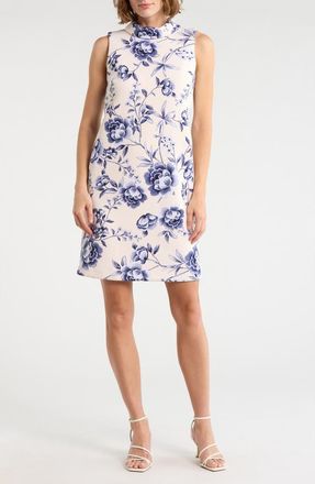 Calvin Klein Floral Print Shift Dress in Cream Multi at Nordstrom Rack, Size 14