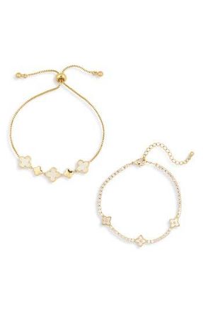 Eye Candy Los Angeles Imani 2-Pack Cubic Zirconia & Enamel Slider Bracelets in Gold at Nordstrom Rack