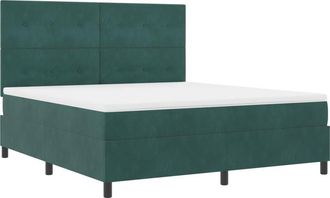 vidaXL Vidaxl - Box Spring Bed with Mattress Dark green 180 x 200 cm Velvet