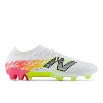New Balance Unisex Furon Elite FG V8 en Blanco/Rojo/Amarillo/Negro, Talla 41.5