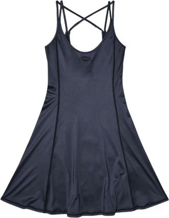 Diesel Kleedjes, Dames, Zwart, S, Katoen, Scoop Neck Flared Mini Dress