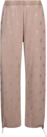 Liu Jo Pantalone in jersey d&eacute;lav&eacute; con strass - Dames - Sweatpants - Beige - XL - Katoen - Broeken