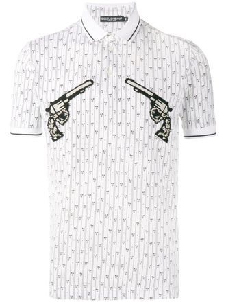 Dolce & Gabbana pistoolpatch bedrukt poloshort - Wit