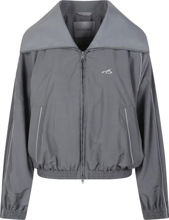 Balenciaga Jassen, Dames, Grijs, XS, Katoen, Jack met hoge kraag