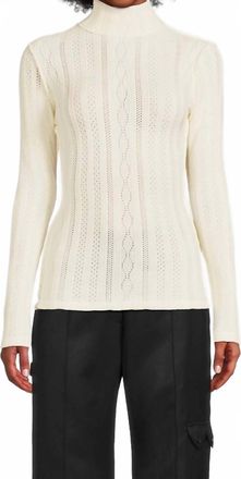Smythe Pointelle Knit Turtleneck Top In Ivory