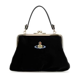 Vivienne Westwood Handbags, female, Black, Size: ONE SIZE Black Velvet Granny Handbag
