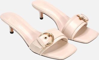 XY London Womens XY London Womens/Ladies Addison Buckle Detail Slip-on Kitten Heel Mule Sandals - Pink - Size: 8