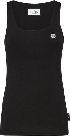 Philipp Plein Tops, Dames, Zwart, M, Katoen, Tank Top Hexagon