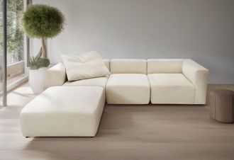 ANDAS 3-Sitzer »Utvik kann individuell zusammengestellt werden« Modulsofa, bestehend aus 2 Eck-, 1 Mittelelement und 1 Hocker