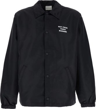 Drôle de Monsieur Black Jacket With Logo In Techno Fabric Man