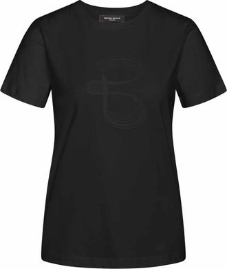 Bruuns Bazaar Zwarte T-shirt met Slim Motief - Dames - T-shirts - Zwart - XL - Katoen - Tops