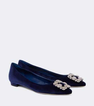 Manolo Blahnik Bailarinas Hangisi de terciopelo