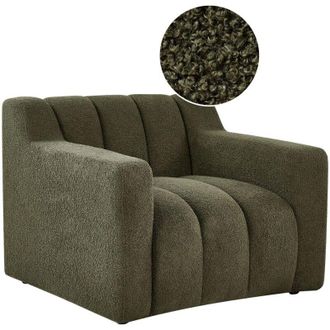 Beliani Poltrona moderna con rivestimento in tessuto boucl&eacute; schienale imbottito e cuscini spessi color verde Agerup