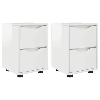 vidaXL Vidaxl Comodini 2 Pz Bianco Lucido 30,5 X 30 X 43 Cm