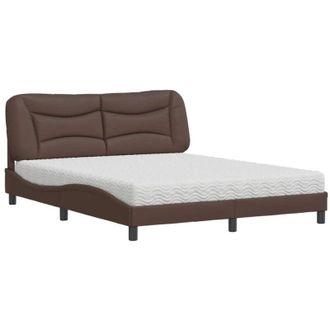 vidaXL Vidaxl - Cama Con Colch&oacute;n Cuero Sint&eacute;tico Marr&oacute;n 160x200 Cm
