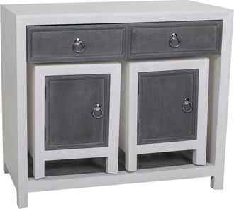 Wanderlust Deco Wanderlust Deco - Set Recibidor Y Dos Taburetes De Madera Grises
