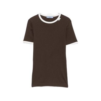 Prada Ribbed-knit Ringer T-shirt