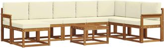 vidaXL Conjunto De Sof&aacute;s De Exterior 9 Uds. Natural Y Crema Vidaxl