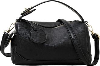 Generic Cymwer Women PU Leather Solid Color Shoulder Bag w/Zipper for Outings Commuting(Black) (Black)