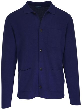 Peter Millar patch-pocket cardigan - men - Merino/Linen/Flax - S - Blue