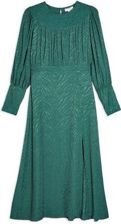 Topshop GREEN JACQUARD MIDI DRESS